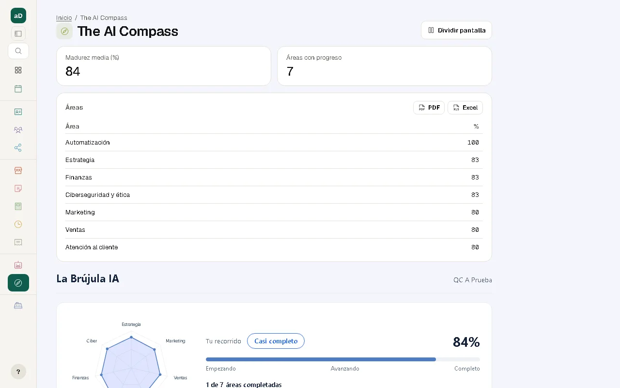 Real screenshot of the module: The AI Compass