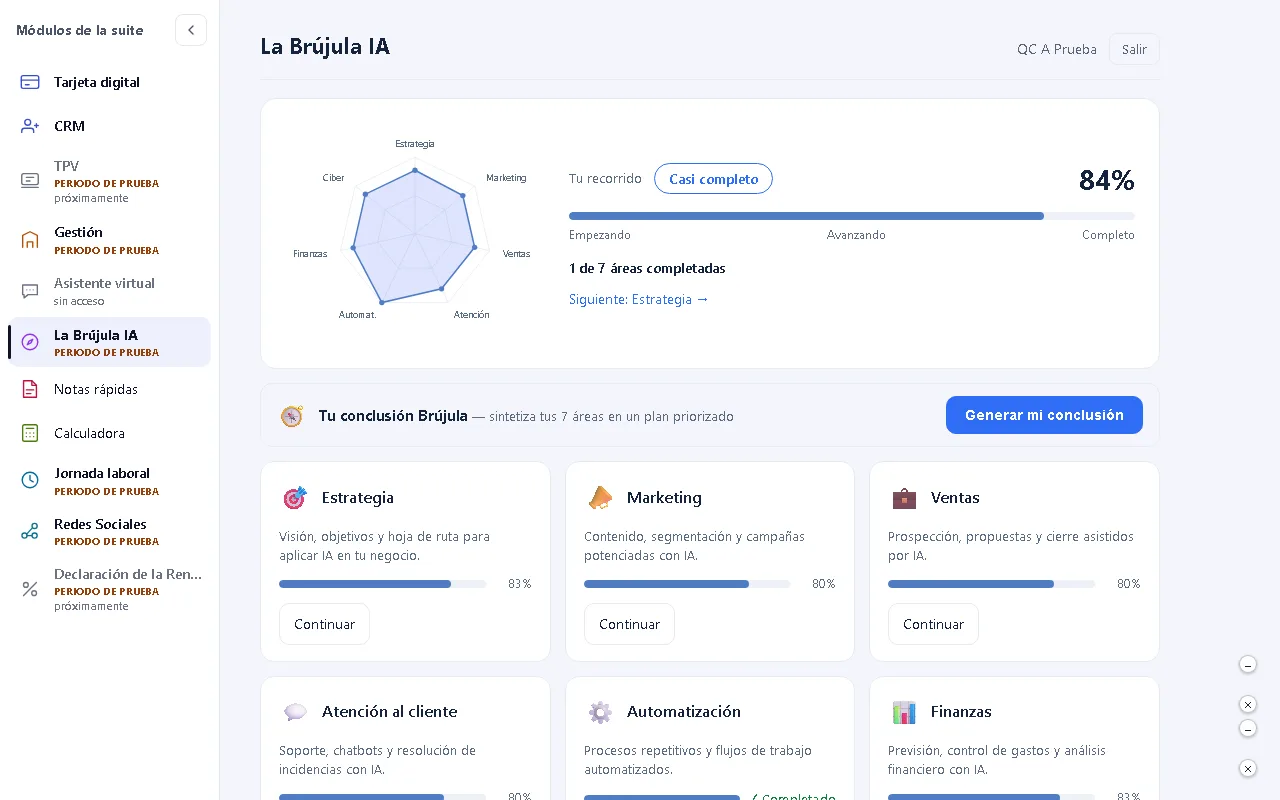 Captura real del módulo: La Brújula IA