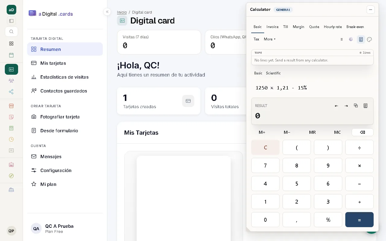 Real screenshot of the module: Calculator