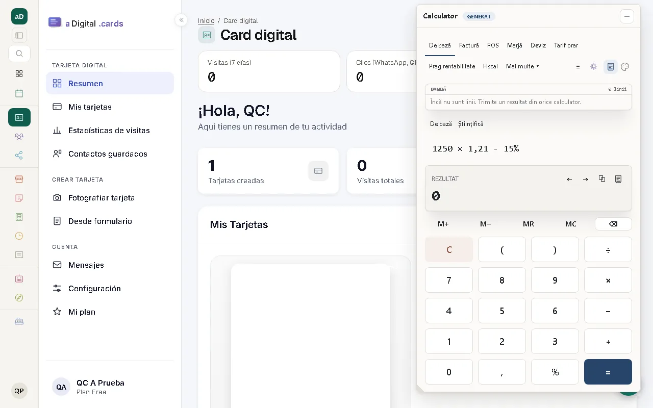 Captură reală a modulului: Calculator
