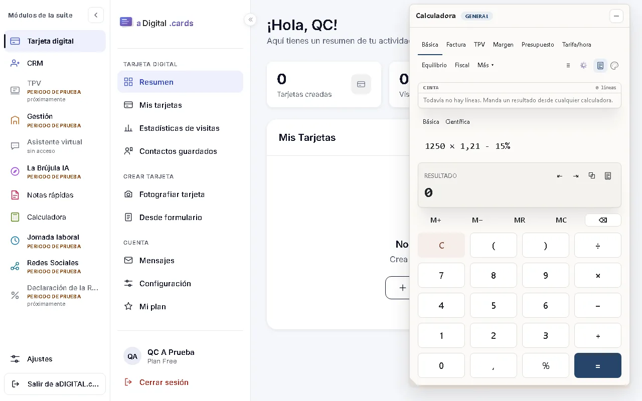 Captura real del módulo: Calculadora