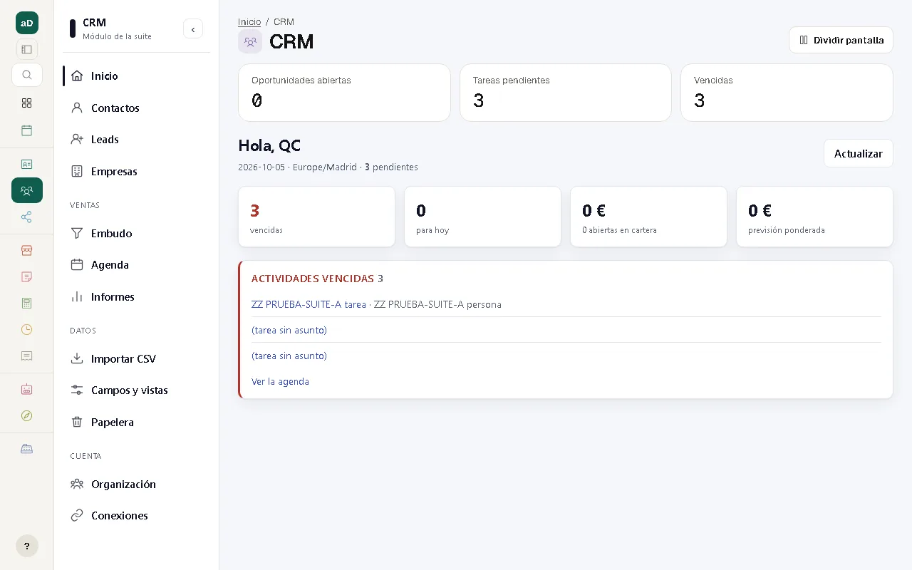 Real screenshot of the module: CRM